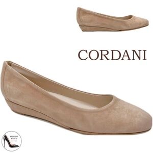 CORDANI Arianne Taupe Suede Nude Flat Heel Wedge Leather Ballet Shoes Pumps 39.5